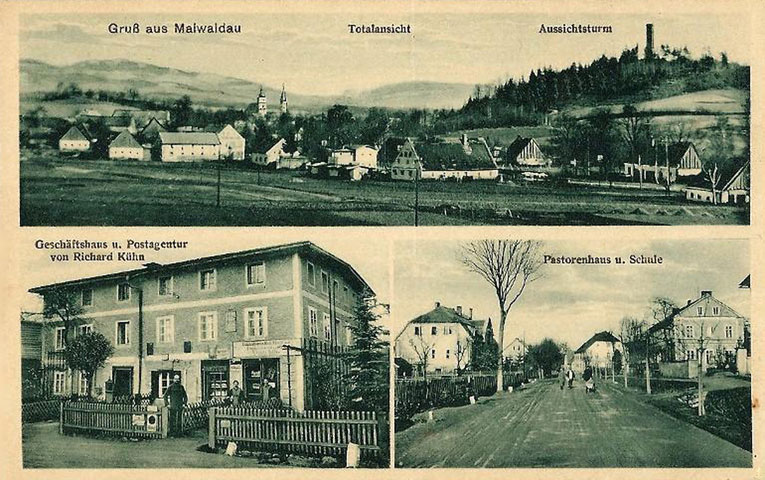Rok 1915, na górnym zdjęciu widok na wzgórze z wieżą; źródło: fotopolska.eu